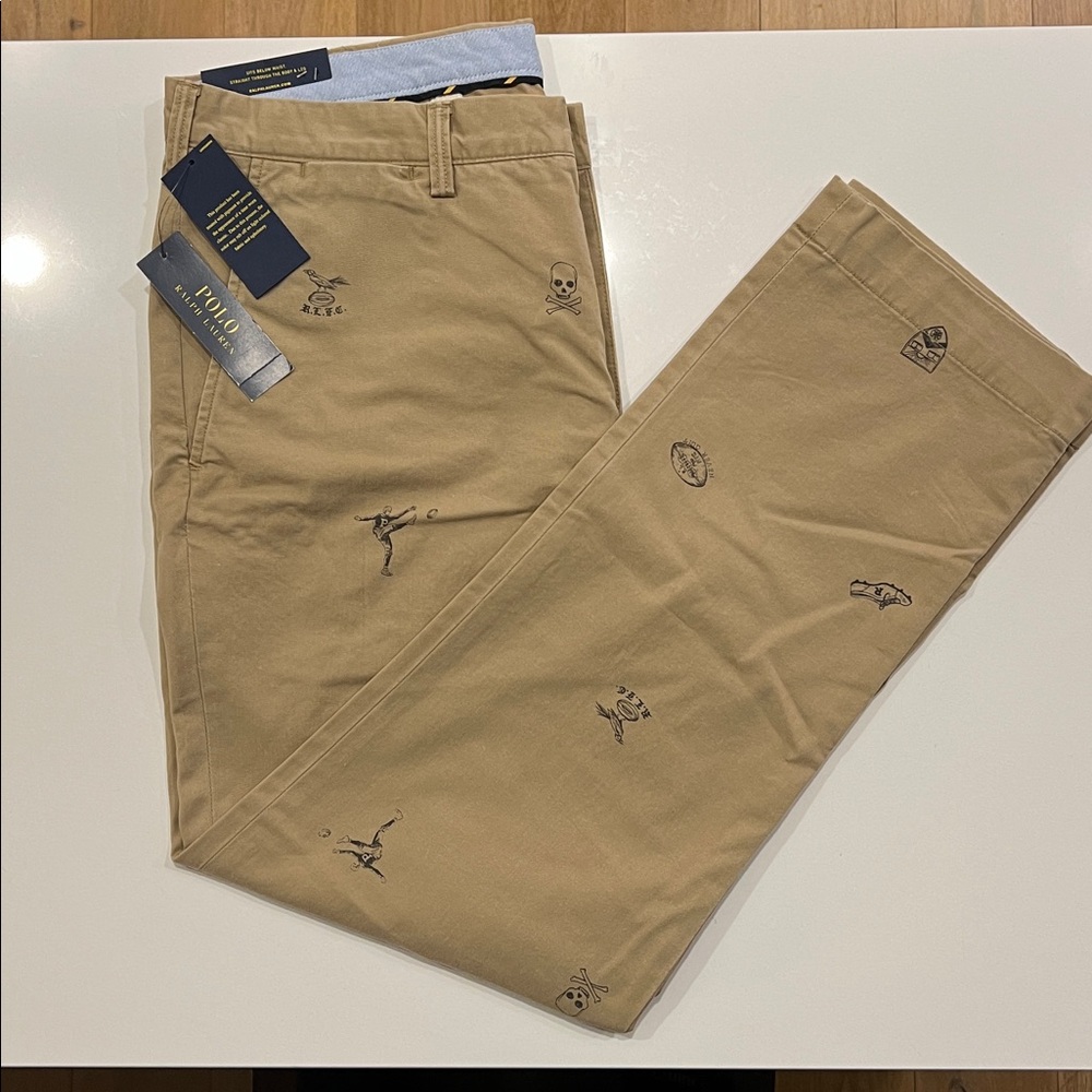 Ralph Lauren Tan Men’s Pants - 36 W 30 L - Retro Football Prints
